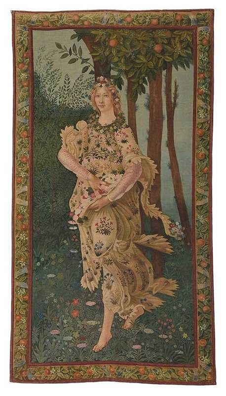 Appraisal: Painted Tapestry Style Panel After Botticelli Continental late th early