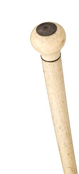 Appraisal: WHALE BONE AND IVORY CANE American ca Of turned and