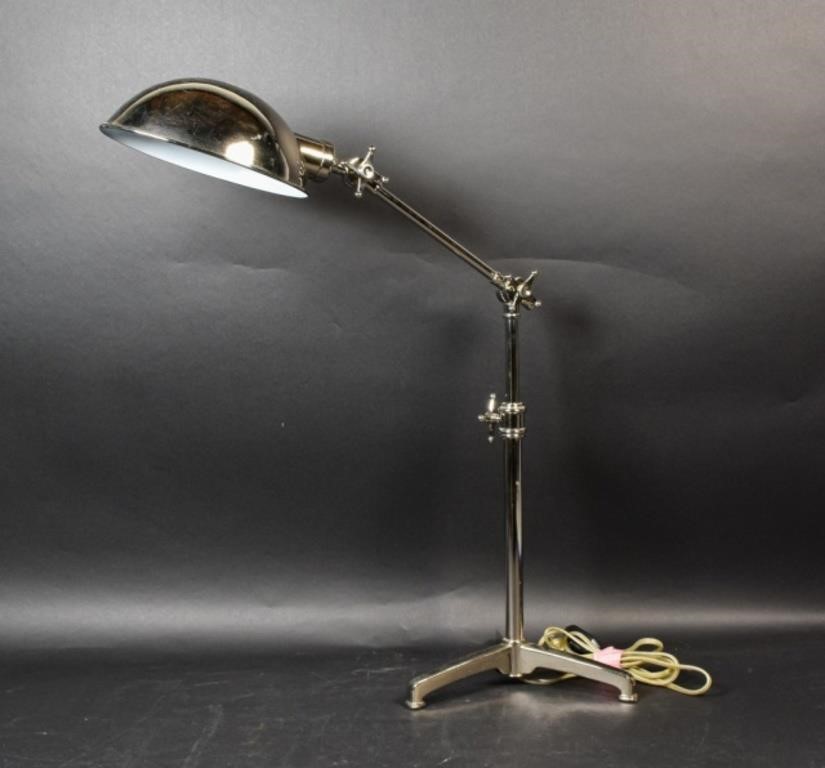 Appraisal: Industrial chrome desk lamp adjustable up down lamp angle is