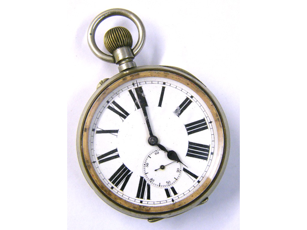 Appraisal: Swiss Goliath nickel cased lever pocket watch the dial with