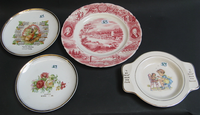 Appraisal: GROUP OF FOUR PORCELAIN COLLECTIBLES Oregon Plate commemorating years of