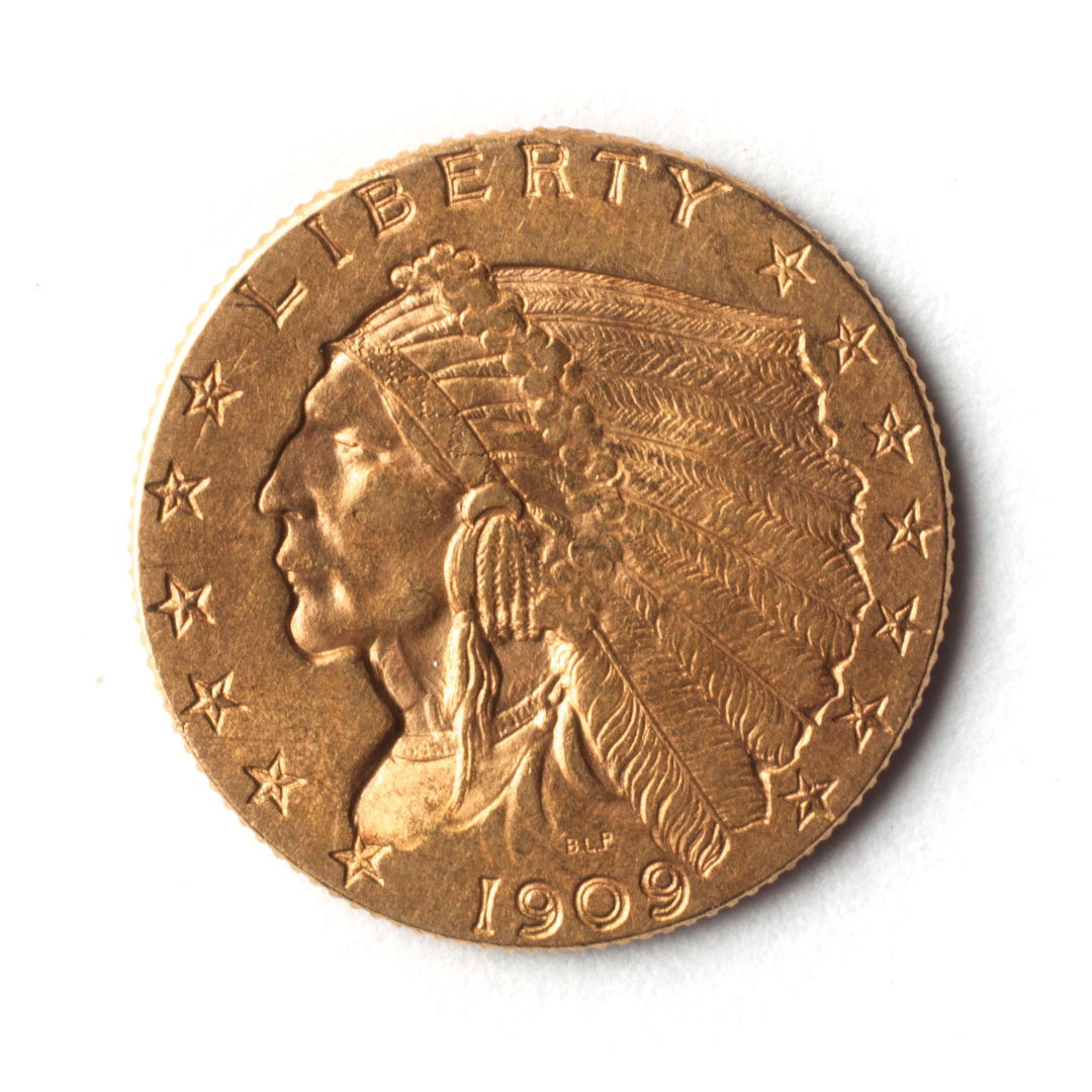 Appraisal: United States Indian gold quarter eagle AU-