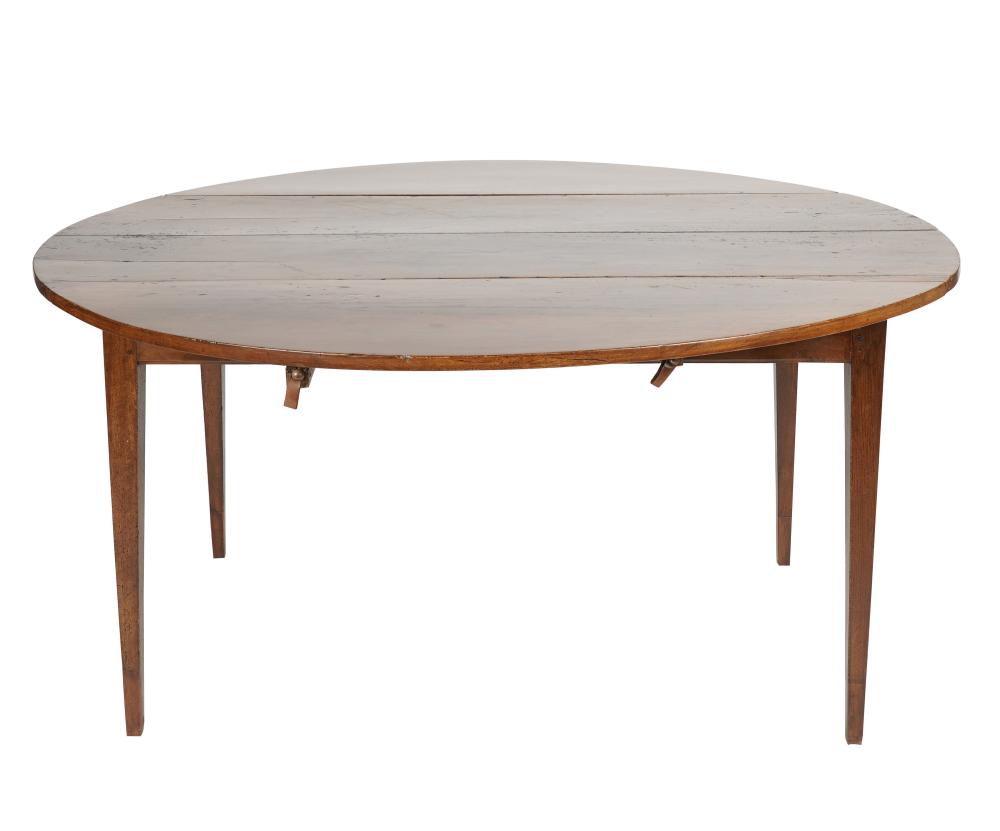 Appraisal: NORMAN LEAR WALNUT DROP-LEAF TABLEwith two D-shaped leaves on tapered