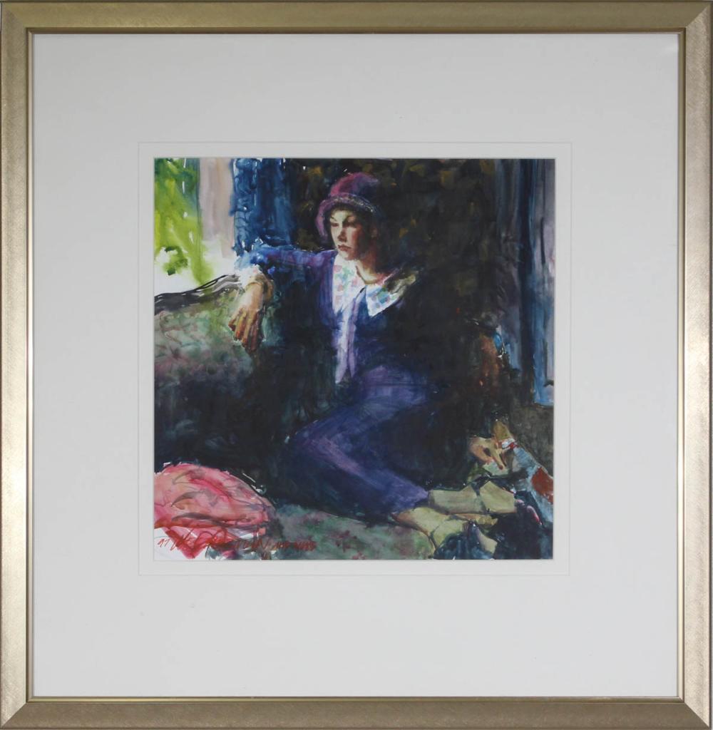 Appraisal: ARNE WESTERMAN Oregon born watercolor on paper woman sitting on