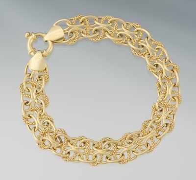 Appraisal: A Ladies' k Gold Bracelet k yellow gold looped design