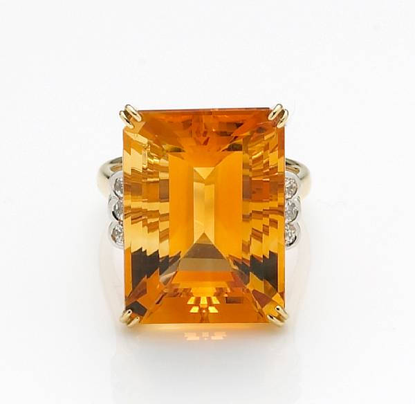 Appraisal: A citrine diamond and k gold ring size