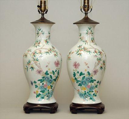 Appraisal: Pair of Chinese Export Vases mounted as Lamps