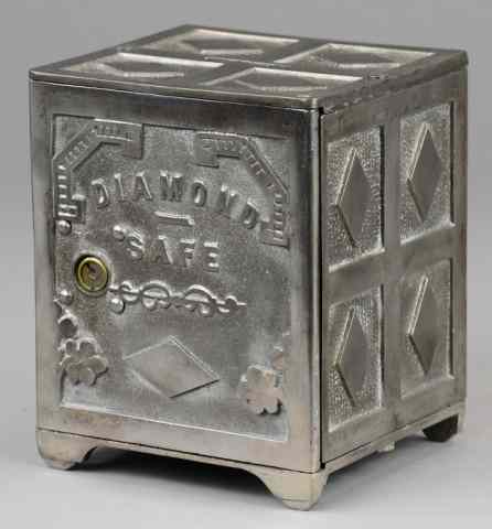 Appraisal: THE ''DIAMOND'' SAFE STILL BANK Nickel finish cast iron very