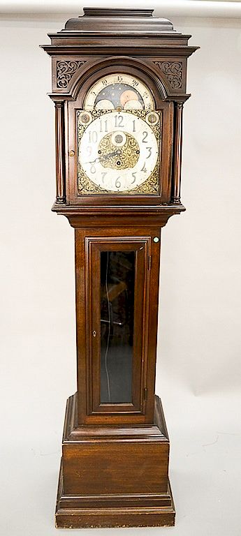 Appraisal: Tiffany Co mahogany tall clock dial with moon phases five