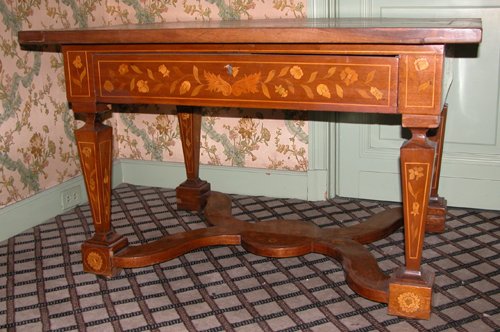 Appraisal: Title Dutch Marquetry-Inlaid Center Table with floral marquetry decoration on