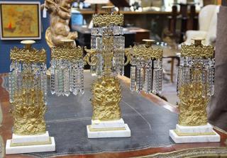 Appraisal: Continental gilt and crystal lustres th century each having a