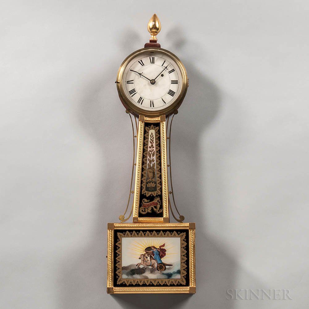 Appraisal: Gilt-front Patent Timepiece or Banjo Clock Gilt-front Patent Timepiece or