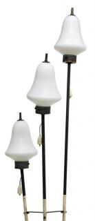 Appraisal: MID-CENTURY STEEL FLOOR LAMP WITH GLASS GLOBES Mid-century modern floor