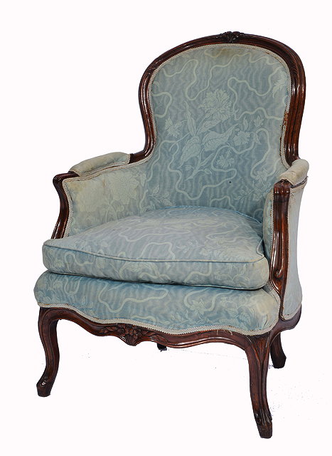 Appraisal: A TH CENTURY FRENCH FAUTEUIL with carved cresting rail scroll