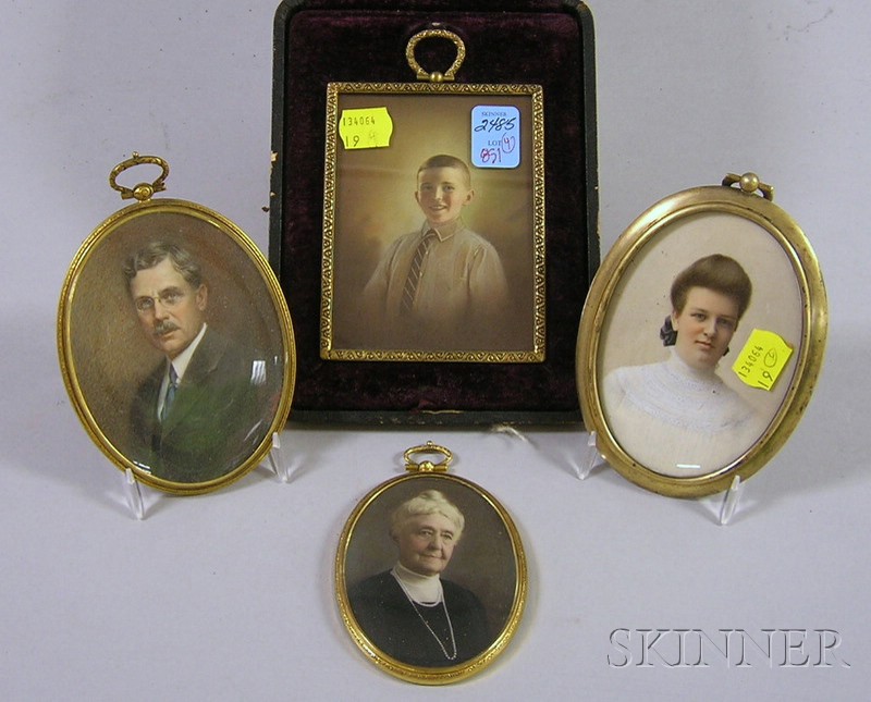 Appraisal: Four Cased Early th Century Portrait Miniatures including a lady