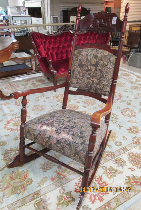 Appraisal: ANTIQUE ROCKING CHAIR American th century the tall ladder back