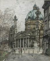 Appraisal: Tanna K Hoernes Austrian - Karlskirche Vienna Framed mezzotint on