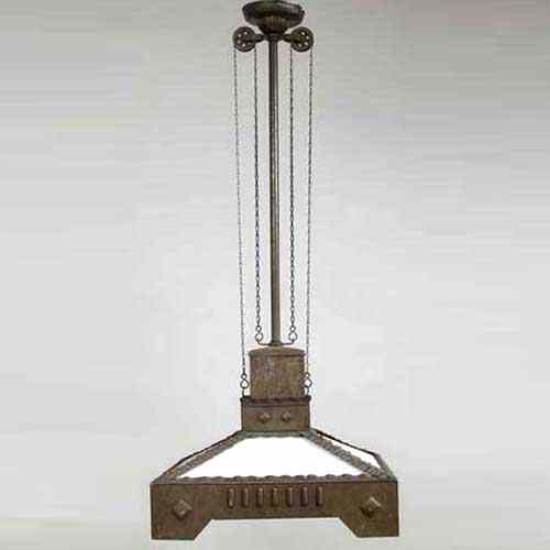 Appraisal: A European Jugendstil Brass and Glass Extension Pendant Light circa