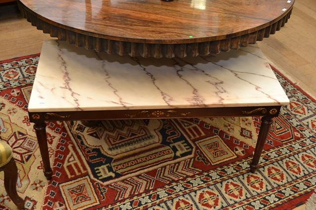 Appraisal: FRENCH EMPIRE STYLE MARBLE TOP COFFEE TABLE