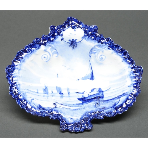 Appraisal: A Royal Crown Derby blue and white shell shaped dish