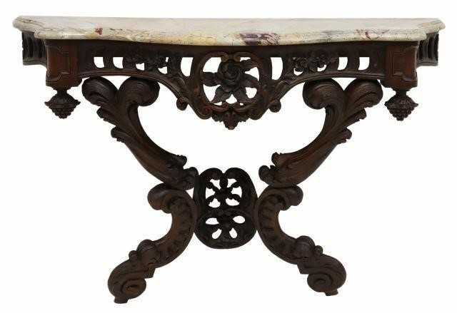 Appraisal: French mahogany console table wall bracket late th c shaped