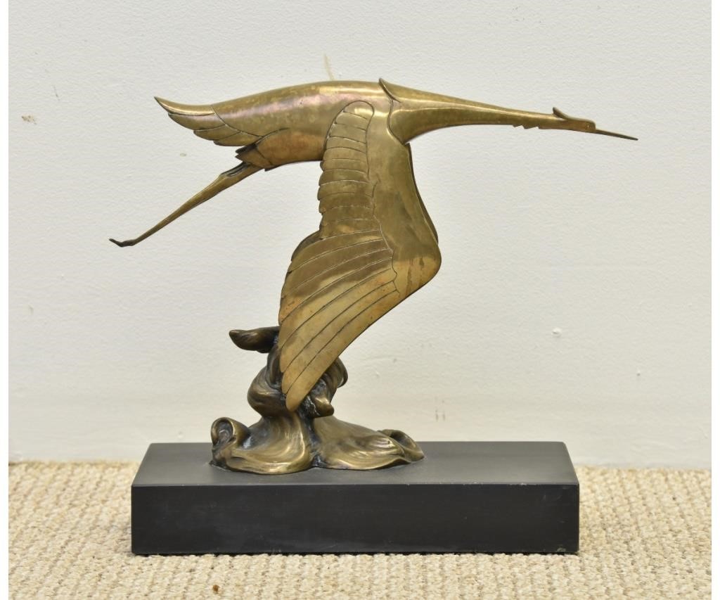 Appraisal: Francois Bazin bronze flying bird automobile mascot signed F Bazin