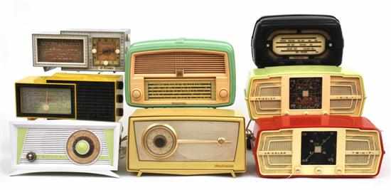 Appraisal: Eight s s Plastic Radios Australian including a mustard yellow