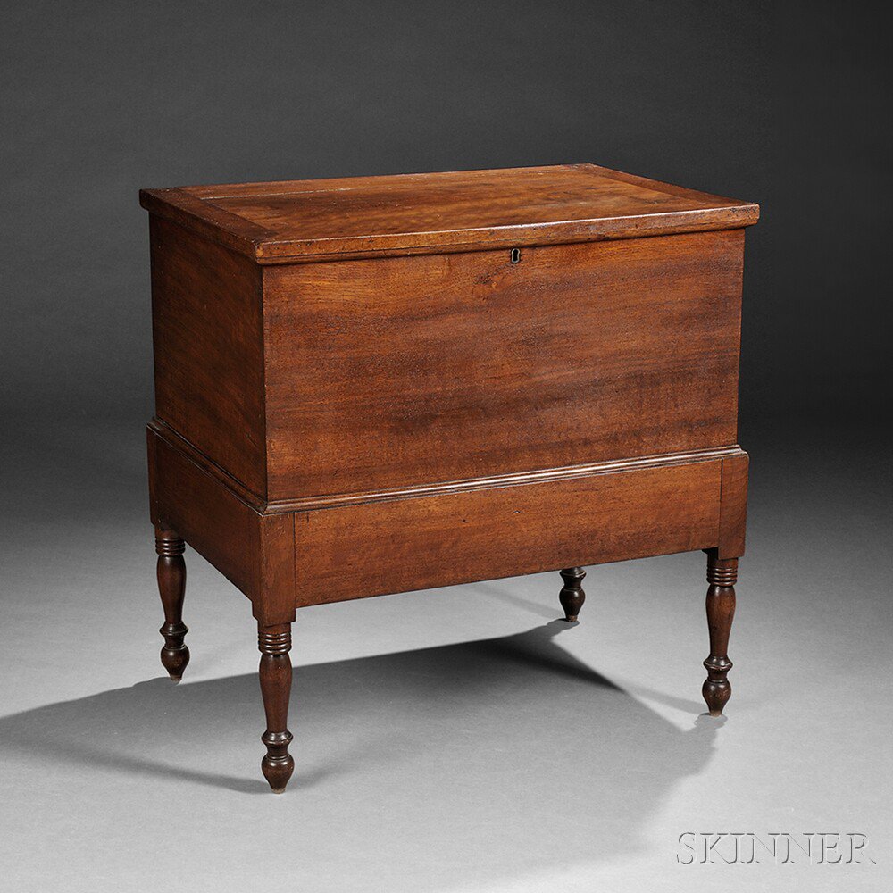 Appraisal: Walnut Sugar Chest Mid-Atlantic states early th century the hinged