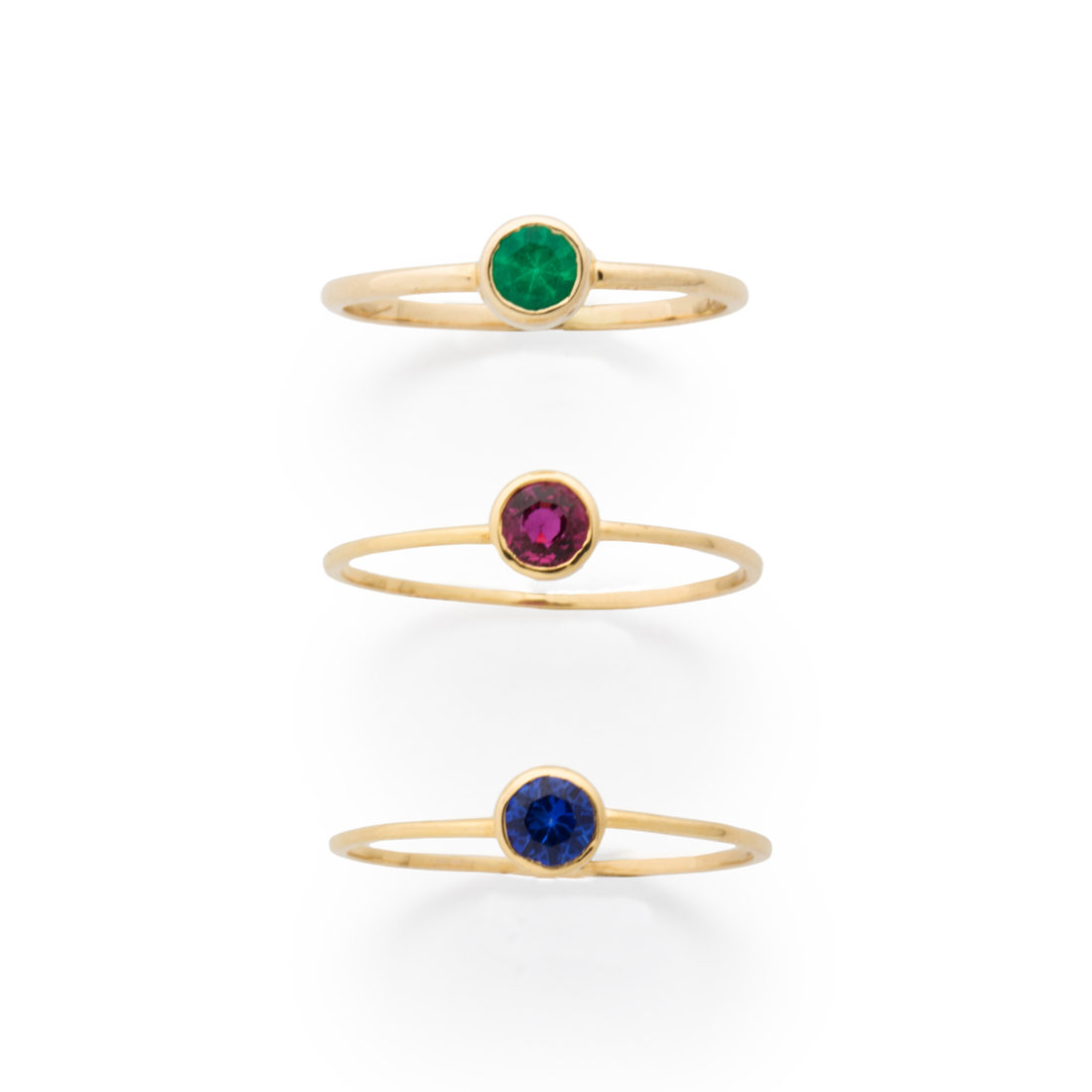 Appraisal: A GROUP OF GEMSTONE AND FOURTEEN KARAT GOLD STACKING RINGS