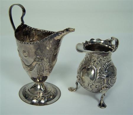 Appraisal: A George II silver cream jug London of baluster form