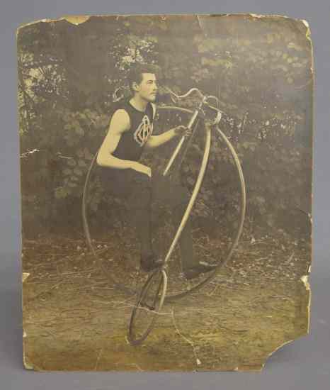 Appraisal: Highwheel photo hand tinted Club Jersey unusual pose '' x