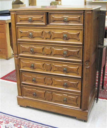 Appraisal: VICTORIAN WALNUT AND BURL WALNUT SIDE LOCK CHEST Renaissance Revival