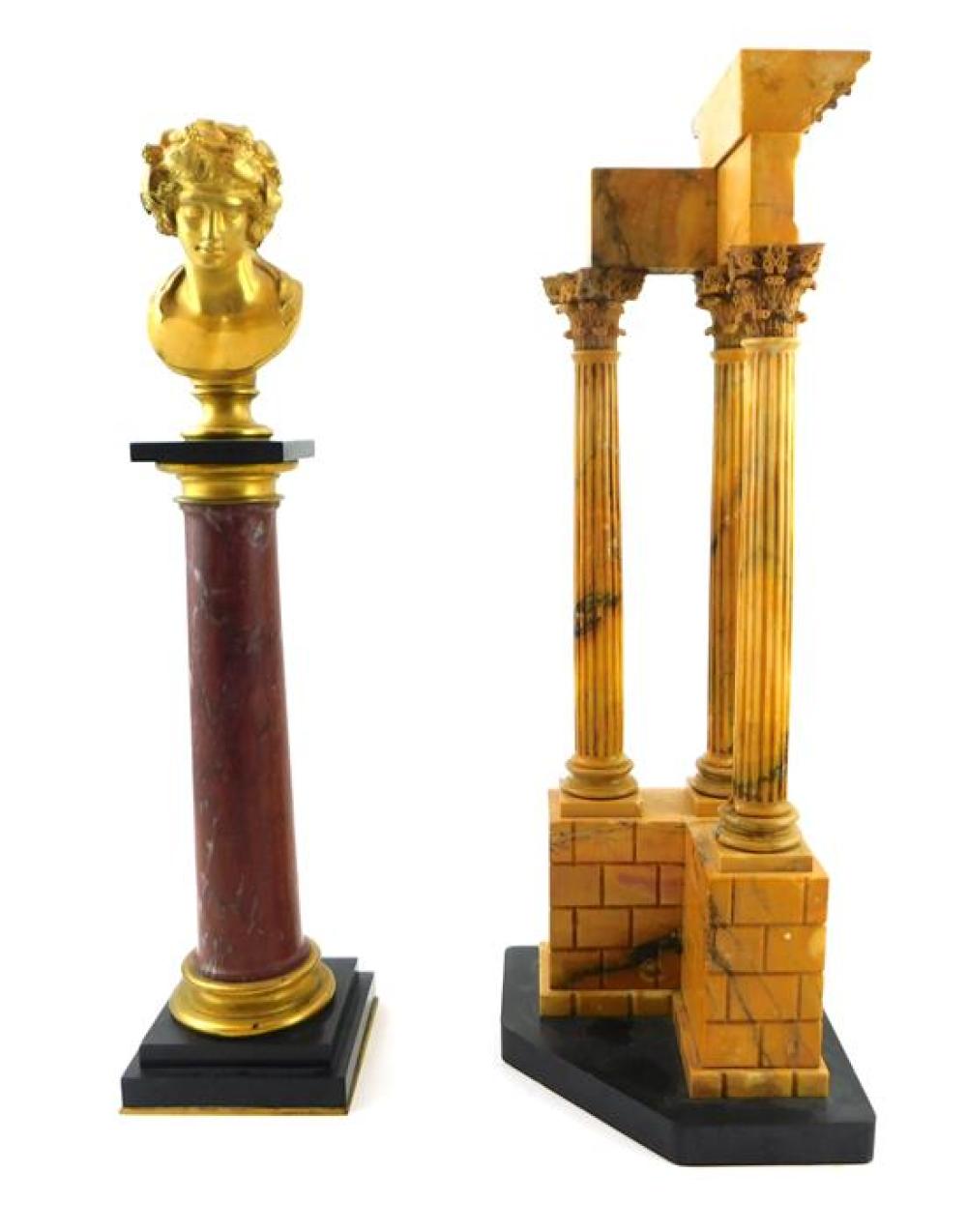 Appraisal: Two classically inspired decorative objects including one marble with three