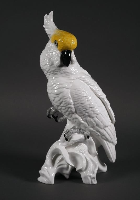 Appraisal: Mid-Century Modern white porcelain bird cockatoo by T J Jones