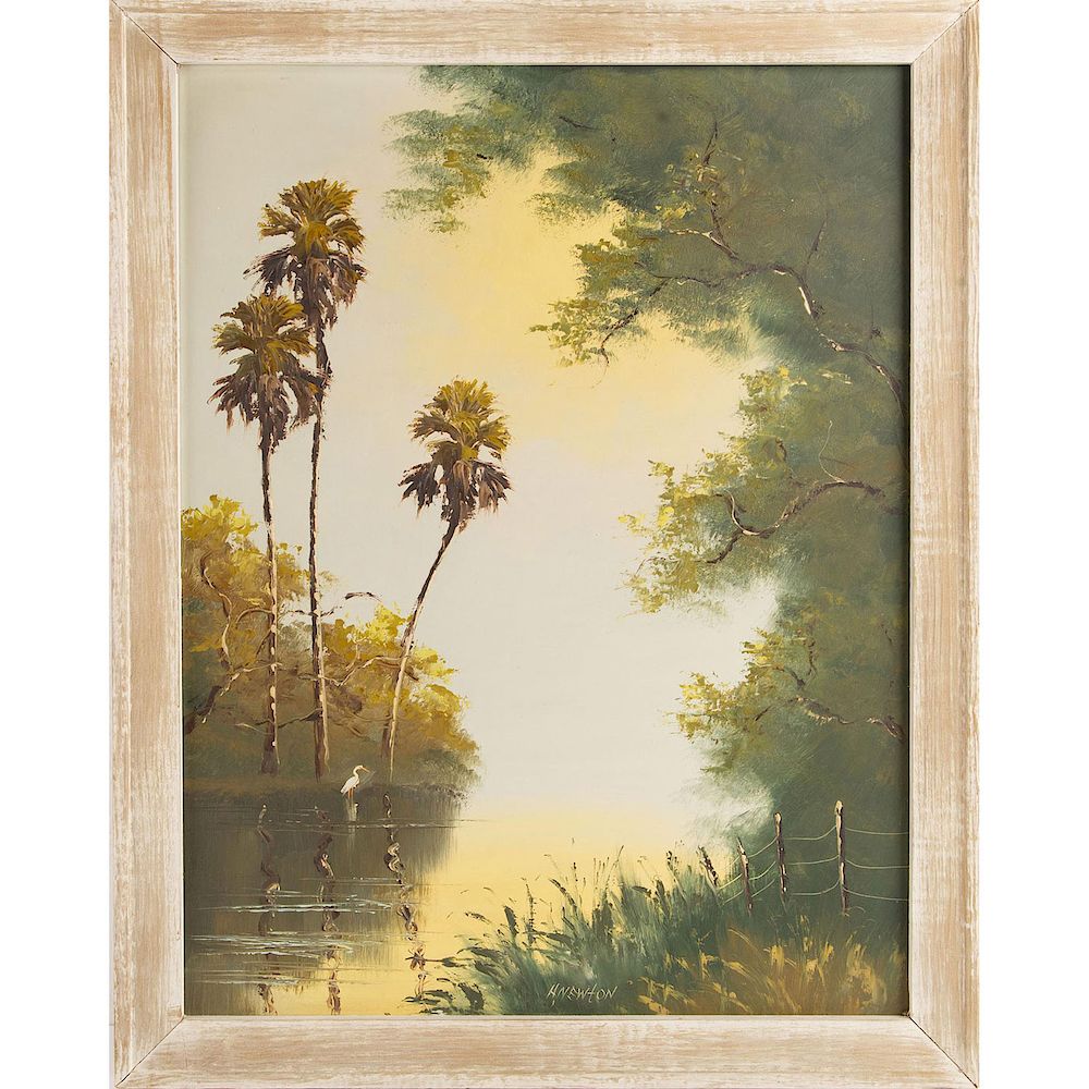 Appraisal: HAROLD NEWTON FLORIDA HIGHWAYMEN LANDSCAPE PAINTING Oil on board scene