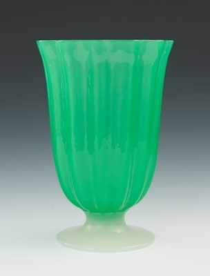 Appraisal: A Steuben Jade Green and Milky White Opalene Glass Vase