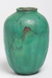 Appraisal: Small American Art Pottery Vase Lobed form with green glaze