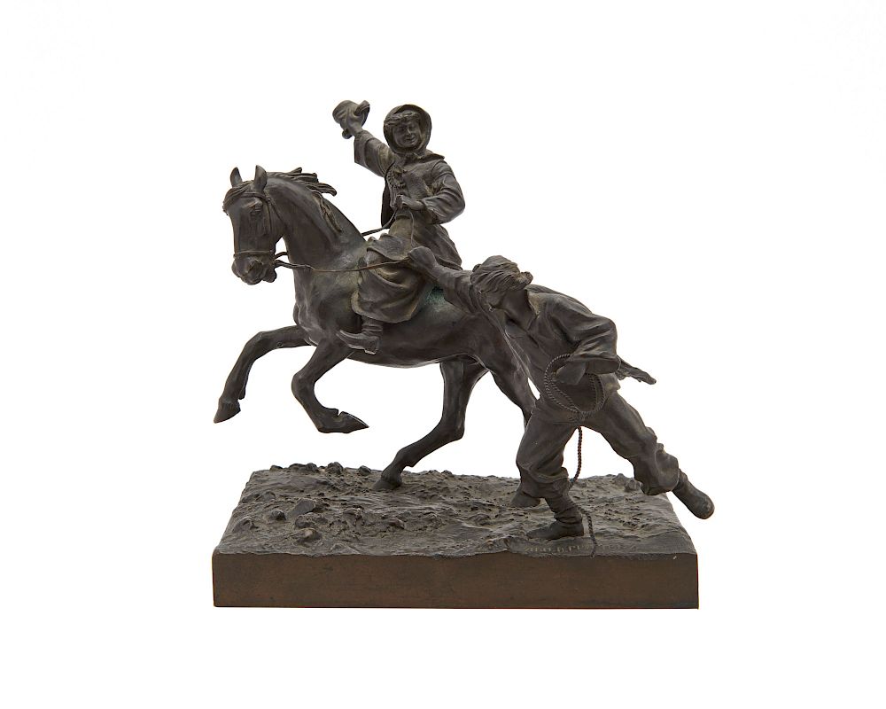 Appraisal: Russian Bronze depicting a woman on a horse with a