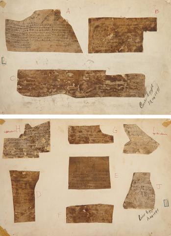 Appraisal: MANUSCRIPTS Ten Egyptian linen manuscript fragments most apparently portions from