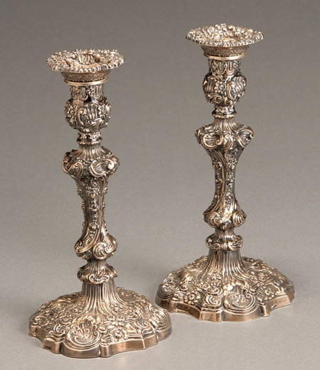 Appraisal: Pair of George IV Weighted Silver Candlesticks John Thomas Settle