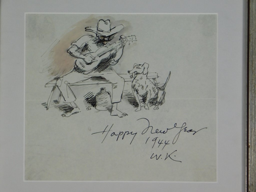 Appraisal: WALT FRANCIS KUHN WC INK HAPPY NEW YEAR DRAWING California