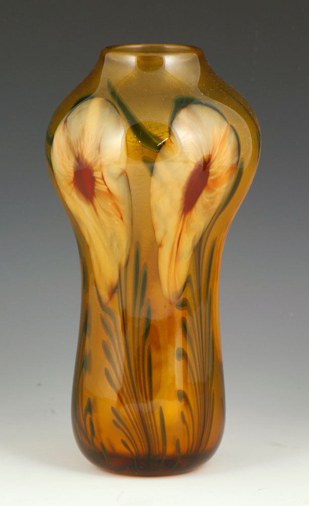 Appraisal: - Lotton Multi-Flora Encased Glass Vase Charles Lotton Multi-Flora encased