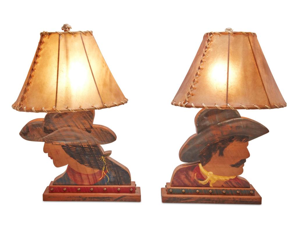 Appraisal: A pair of Western-themed table lamps st century By T