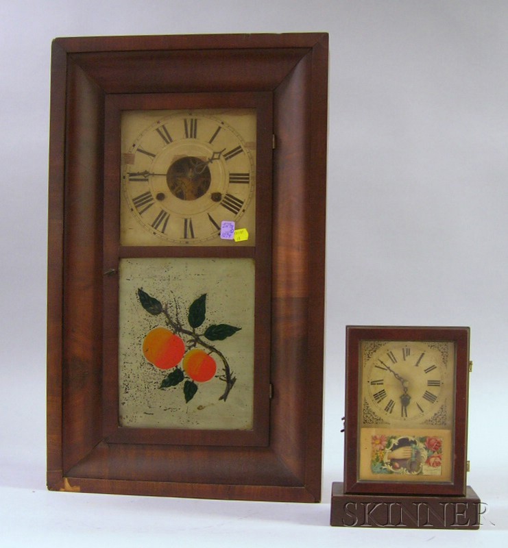 Appraisal: Ogee Clock and a Grain-Painted Cottage Clock ogee with printed