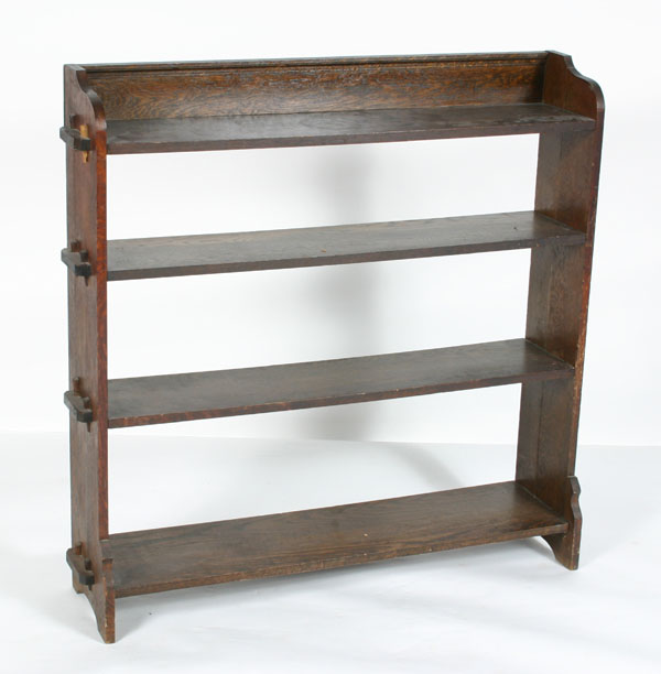 Appraisal: Mission oak open bookcase four tier mortise and tenon overall