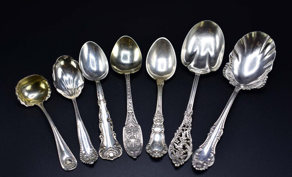 Appraisal: SEVEN ASSORTED STERLING SILVER SPOONSLate th Early th Century All