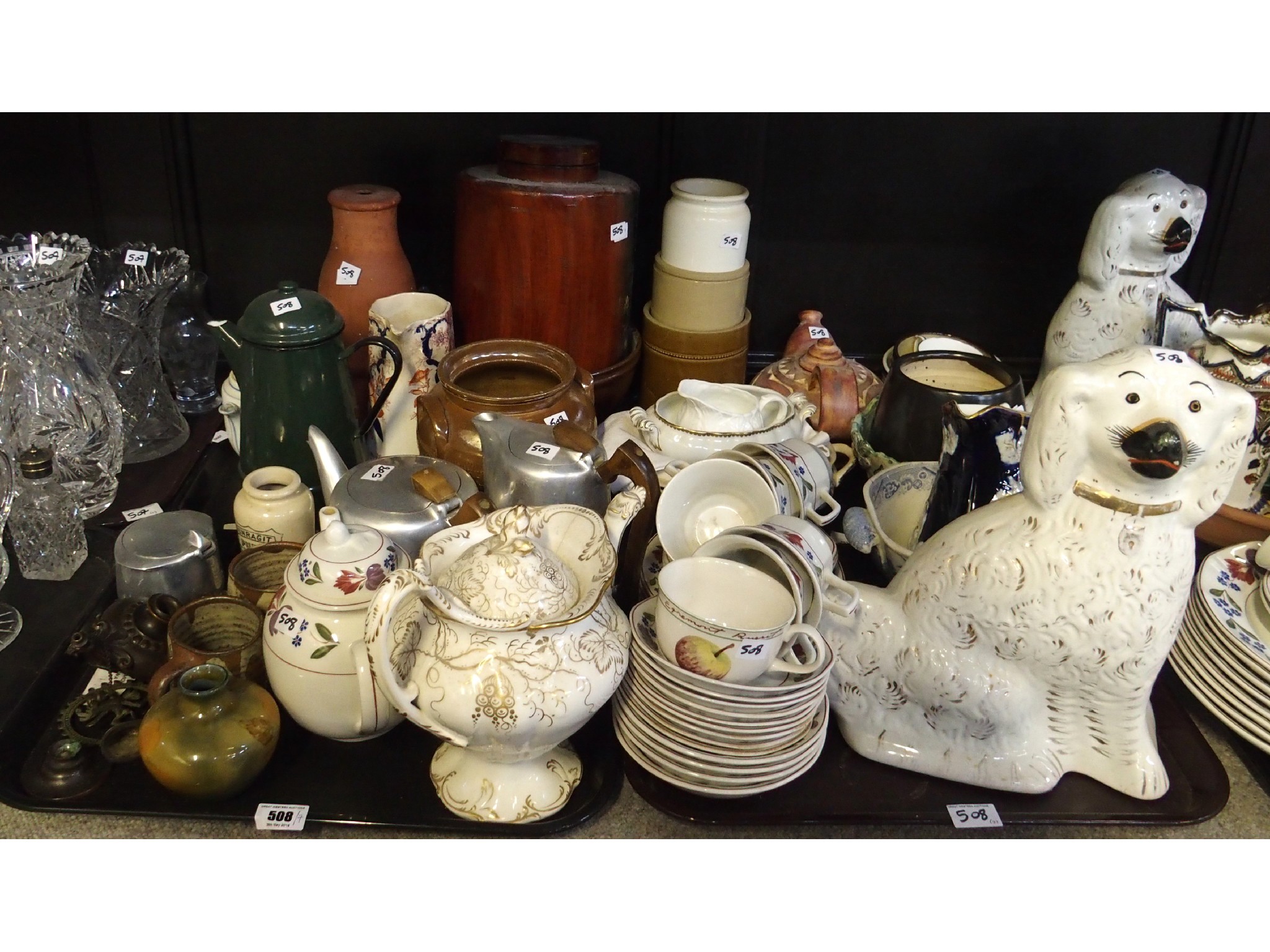 Appraisal: Assorted ceramics including a pair of wally dugs teawares jugs