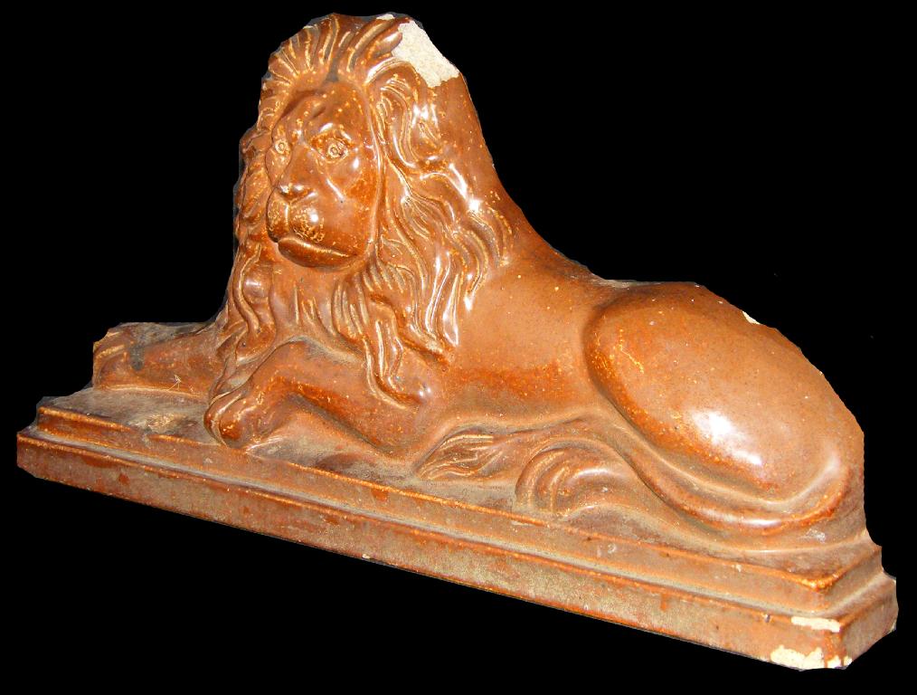 Appraisal: Stoneware lion doorstop stamped Johnston Reay Gold Bardon Mill wide