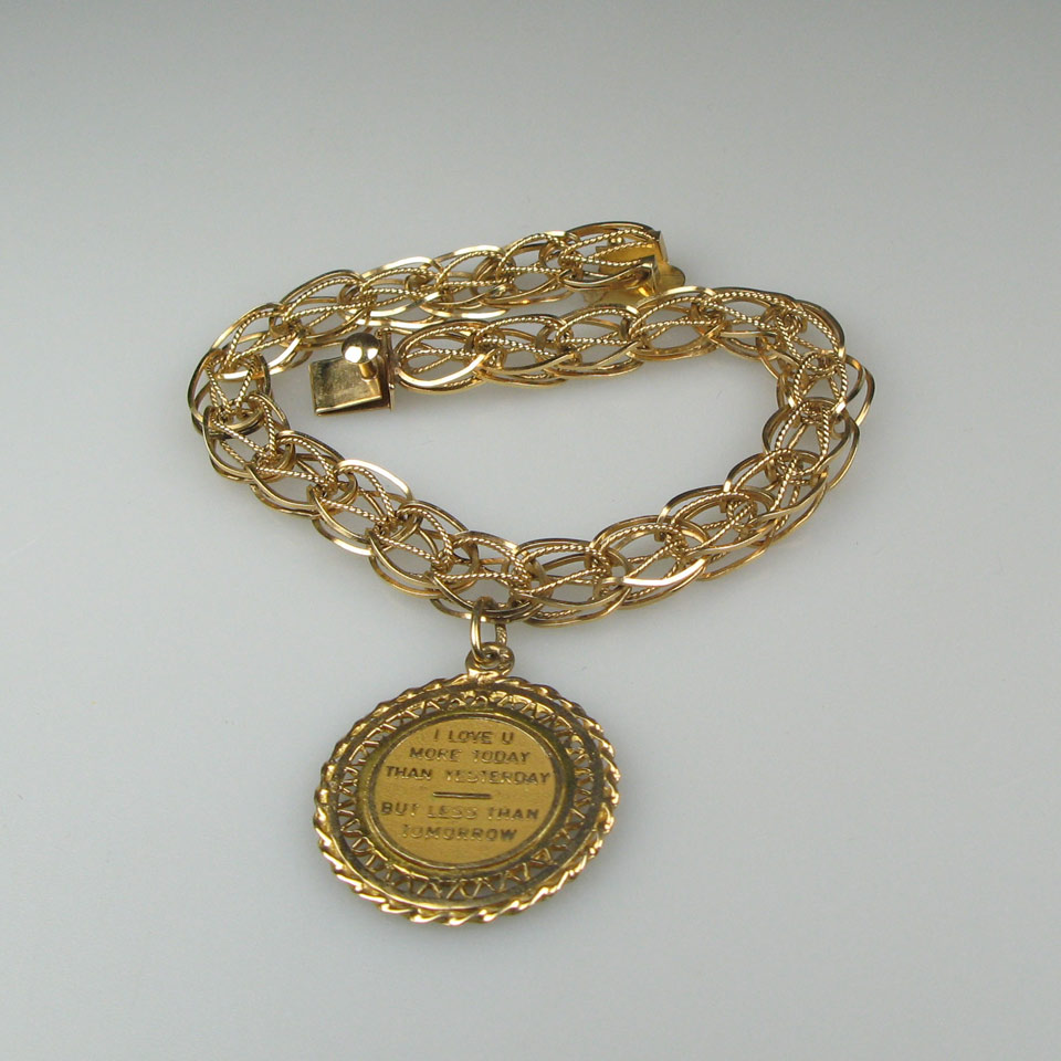 Appraisal: k Yellow Gold Bracelet with a gold coin charm Length