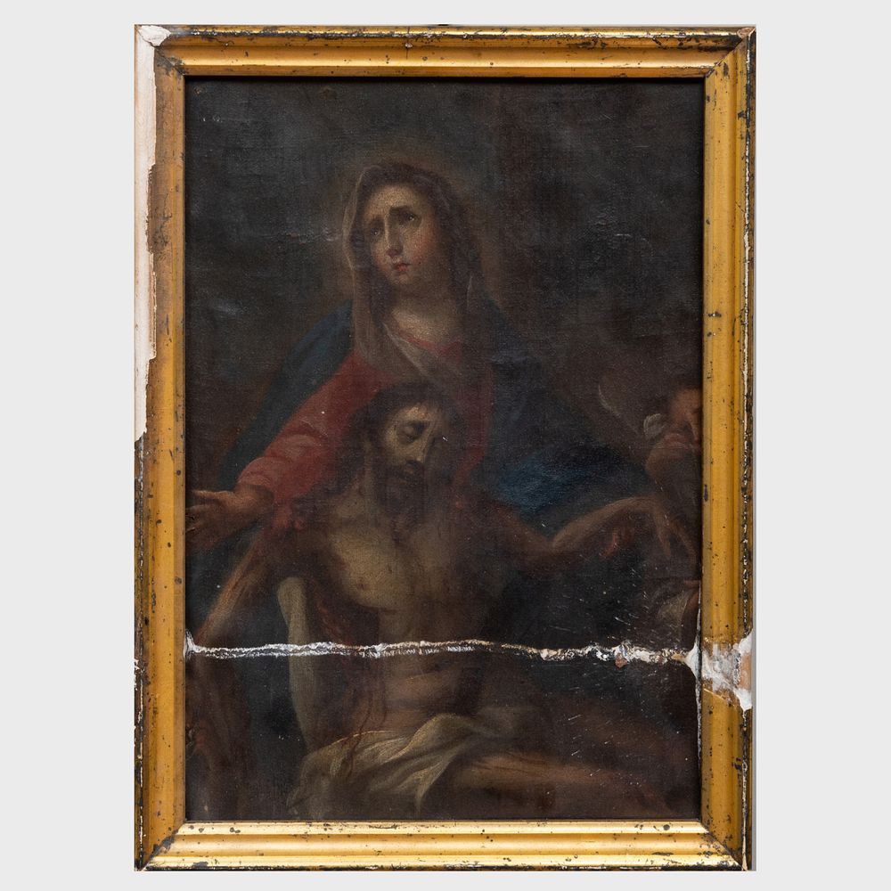 Appraisal: Continental School Pieta Tempera on canvas x in frame